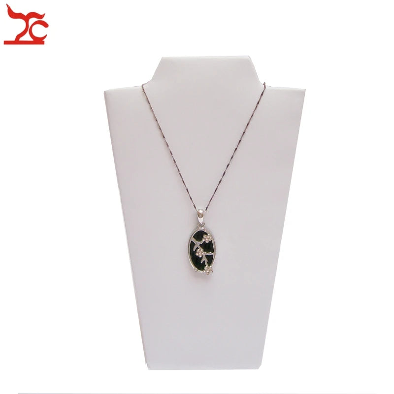 Wooden Necklace Stand White Pu Jewelry Pendant Display Holder Organizer Storage Easel Shelf Rack 3 Color 12.5*22.5Cm