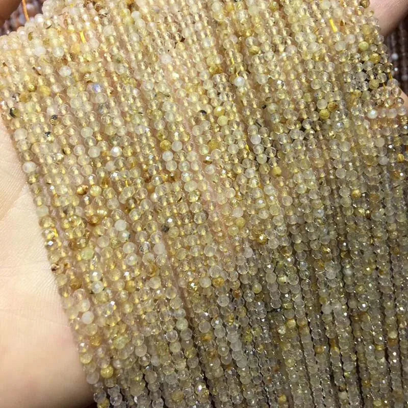 Small Beads Natural Stone Beads Tourmaline Sapphir 2,3,4,5mm Section Loose Beads for Jewelry Making Necklace DIY Bracelet (38cm)