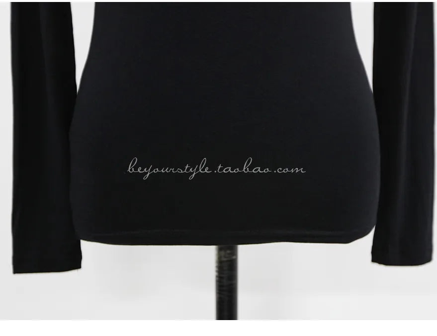 T Shirt Women Turtleneck Spring Top Sexy Elasticity T-Shirt Korean Tee Woman Clothes Slim Tshirt Female Skinny Long Sleeve Tops