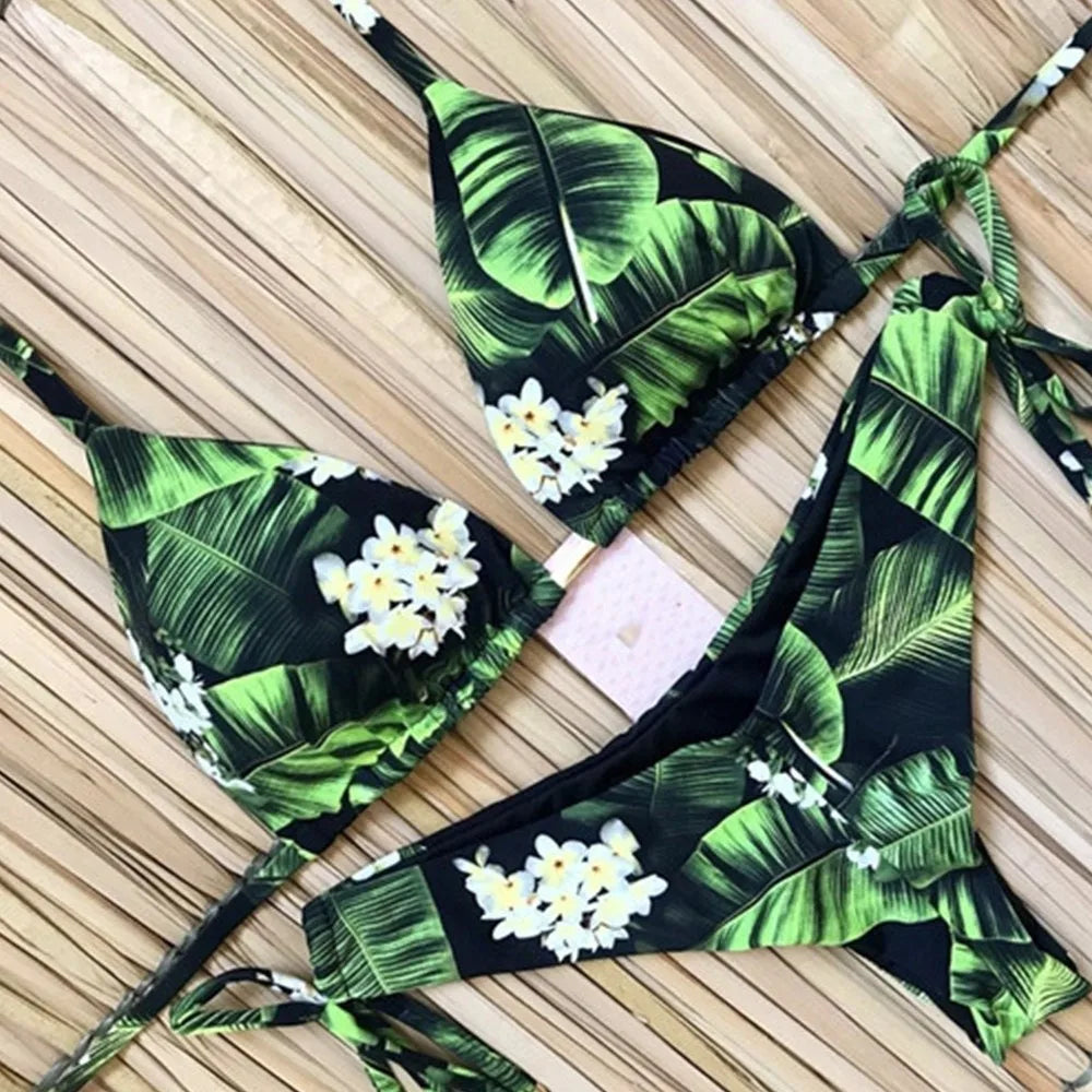 Sexy Bikinis 2019 Swimwear Women Swimsuit Bandage Halter Beach Wear Push Up Bathing suits Female Brazilian Bikini Set