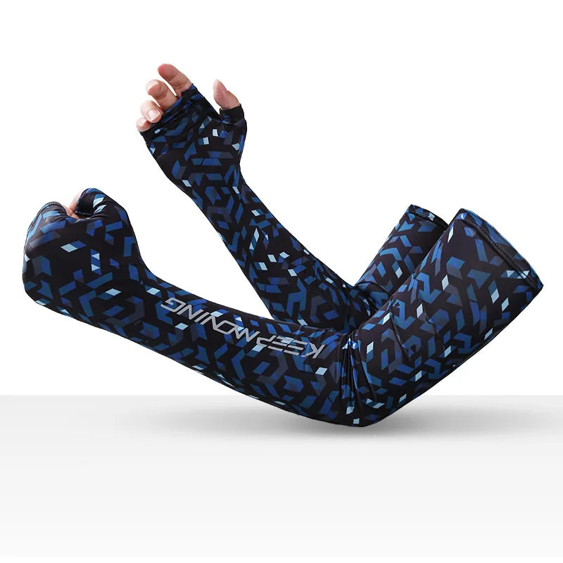 Spring Summer Sleeves Cycling Cuff for Men Sports Outdoor Camouflage Cool Glove Women Arm Sleeves Sun Protection Ice Silk Warmer