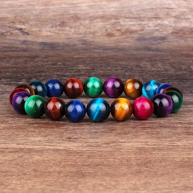 Fashion 5A+ Colorful Tiger Eye Beads Bracelets Women Natural Stone Bracelets Men Reiki Healing Braslet Energy Jewelry Pulseras