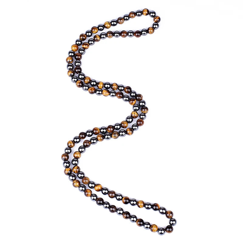 Fashion Tiger Eye Stone Beaded Necklaces Men Meditation Yoga Natural Stone Necklaces for Women New Design Handmade Jewelry Gift