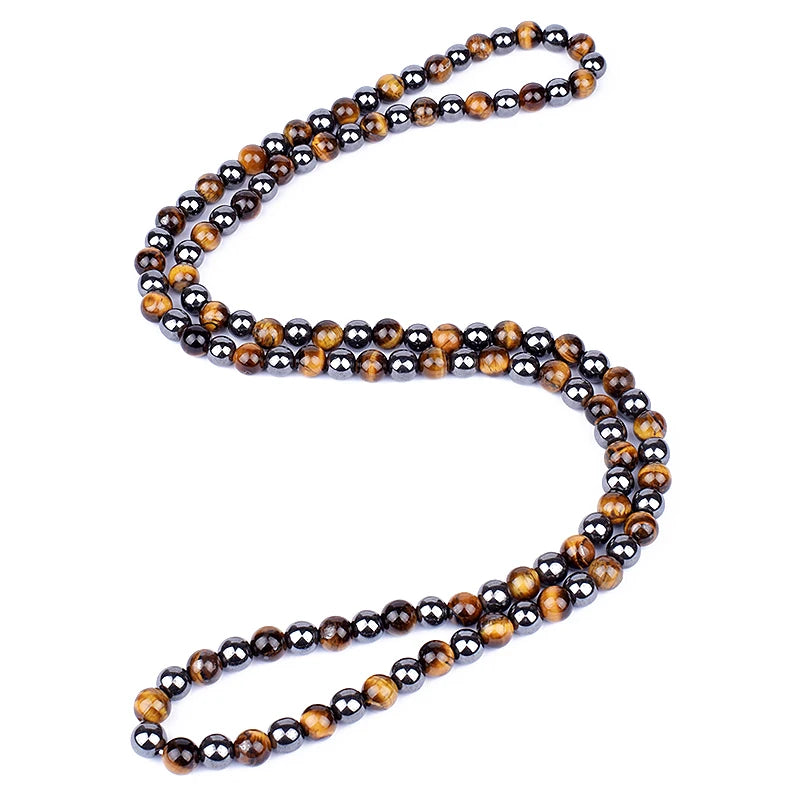 Fashion Tiger Eye Stone Beaded Necklaces Men Meditation Yoga Natural Stone Necklaces for Women New Design Handmade Jewelry Gift