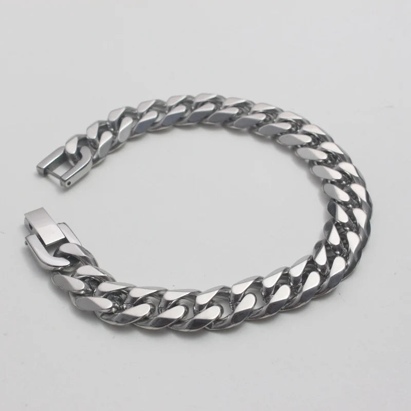 Black Bracelet Men's Accessories Cuban Hip Hop Bracelet Chain Fashion Stainless Steel Men's Chain Gift Vintage Bracelet Jewelry
