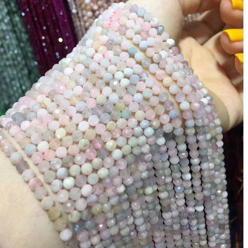 Small Beads Natural Stone Beads Tourmaline Sapphir 2,3,4,5mm Section Loose Beads for Jewelry Making Necklace DIY Bracelet (38cm)