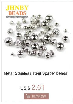 JHNBY 4pcs White Zircon Copper Spacer Beads 6/8/10mm Round Pave CZ Crystal Ball Loose Beads Jewelry Bracelet Making DIY Findings