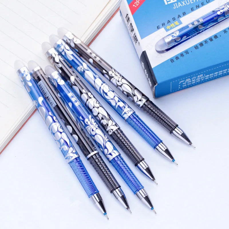 12pcs/box Luxury Erasable Pen Set 0.5mm Blue Black Ink Gel Pen For School Supplies Student Writing Exam Stationery Pens