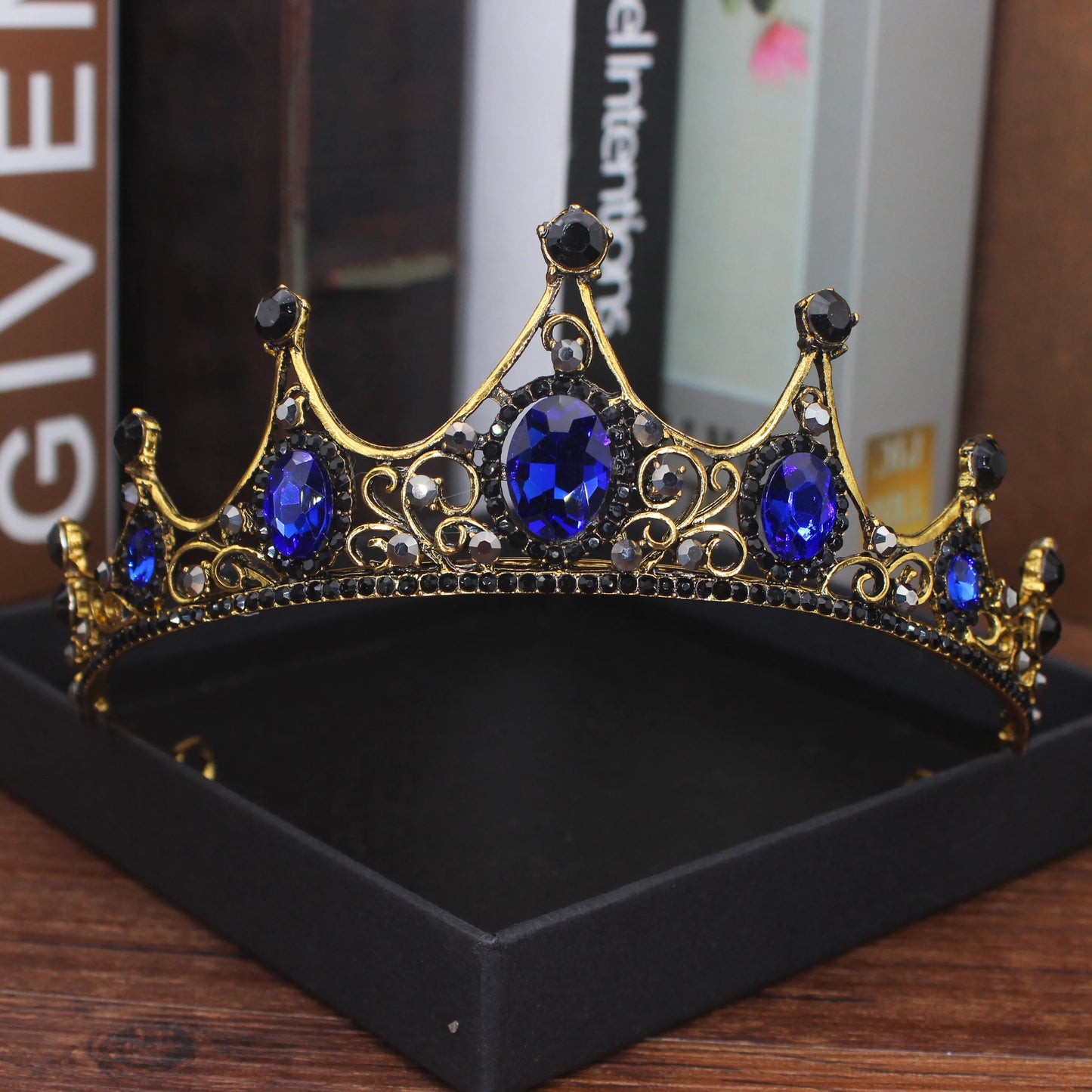 Vintage Baroque Tiara Crown Bride Crystal Queen King Crown Wedding Hair Jewelry Accessories Women Men Pageant Prom Headpiece