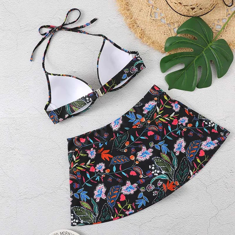 Swimsuit Sexy Bikinis Women's Swimwear 2025 New Push Up Beachwear Female Swimming Bathing Suits With Skirt Girls Bikini Set Pool
