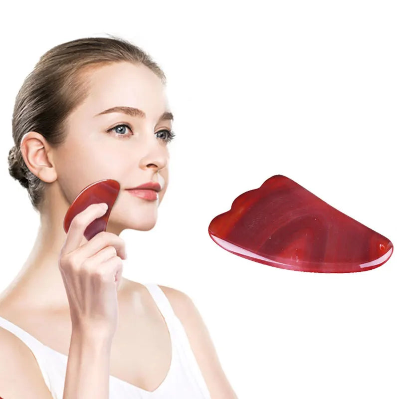 Natural Red Agate Scraping Board Jade Massager Gouache Scraper Facial Body Guasha Lifting Sap Cupuncture Point Massage Skin Care