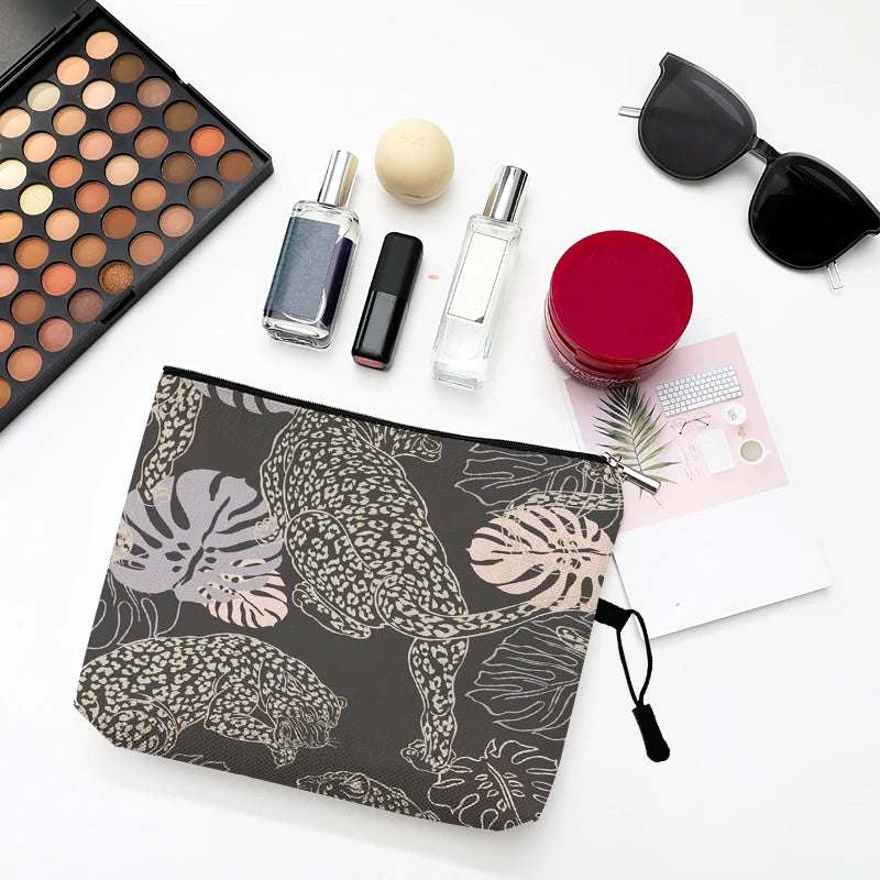Cosmetic Bag Case Women Makeup Bag Fashion Leopard Print Zebra Striped Teenager Girls Ladies Cosmetics Make Up Pouches Organizer