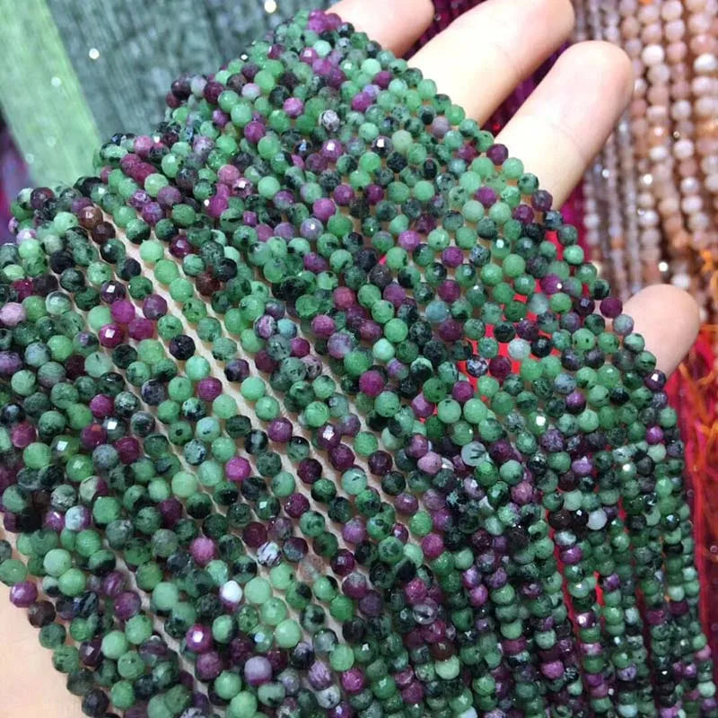 Small Beads Natural Stone Beads Tourmaline Sapphir 2,3,4,5mm Section Loose Beads for Jewelry Making Necklace DIY Bracelet (38cm)