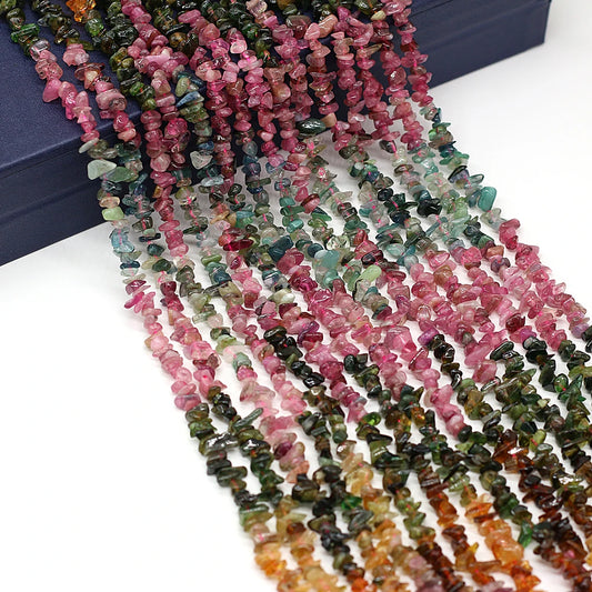 Multicolor Natural Watermelon Rainbow Tourmaline Stone Beads Irregular Gravel Chip Loose Beads DIY Bracelet Jewelry Making 15''