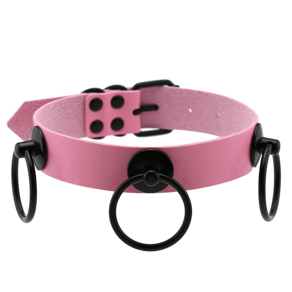 Goth Pink Leather Necklaces Women Punk Black Rivet Spike Collar Chain Neck Strap Gothic Holloween Girls Choker Y2K Body Jewelry