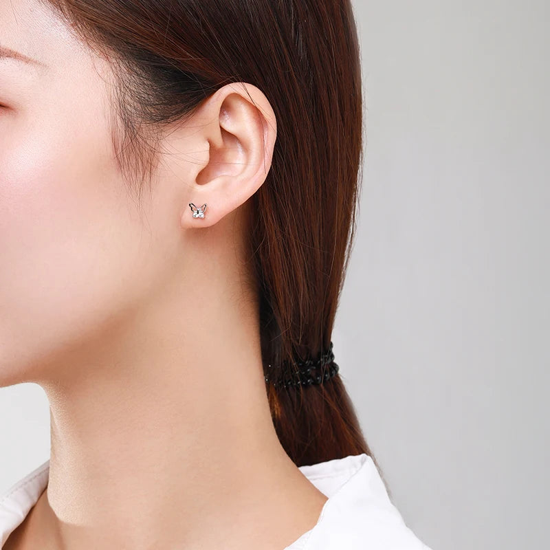 Ailmay  Insect 100% 925 Sterling Silver Butterfly Sweet Cute Stud Earrings For Women Girls Anti-allergy Fine Jewelry Gifts