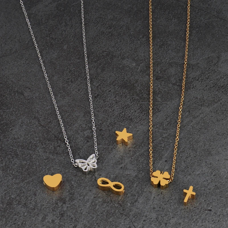 5pcs High Polished Stainless Steel Charms For Women Star Love Heart DIY Pendant Accessories Handmade Jewelry Making Wholesale