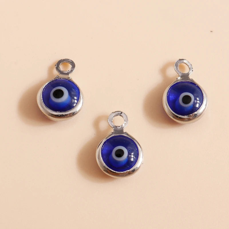 Leslie 60pcs 7*10mm Evil Eyes Charms Pendants for Earrings Bangles Handamde DIY Gold Silver Color Enamel Charms Jewelry Making