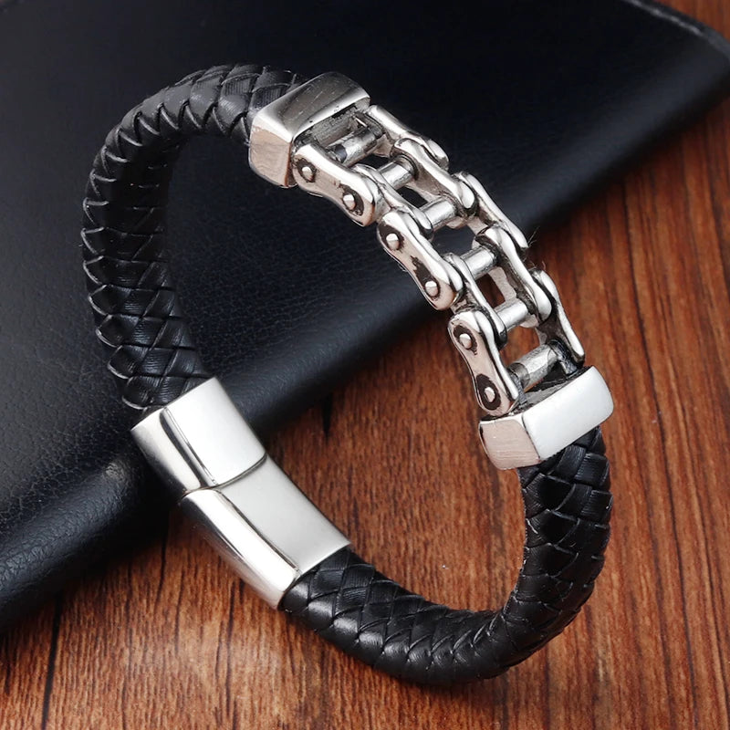Luxury Accessories Bracelet Men's Fashion Gift Black Genuine Leather Bracelets DIY Combination Wild Handsome Gift