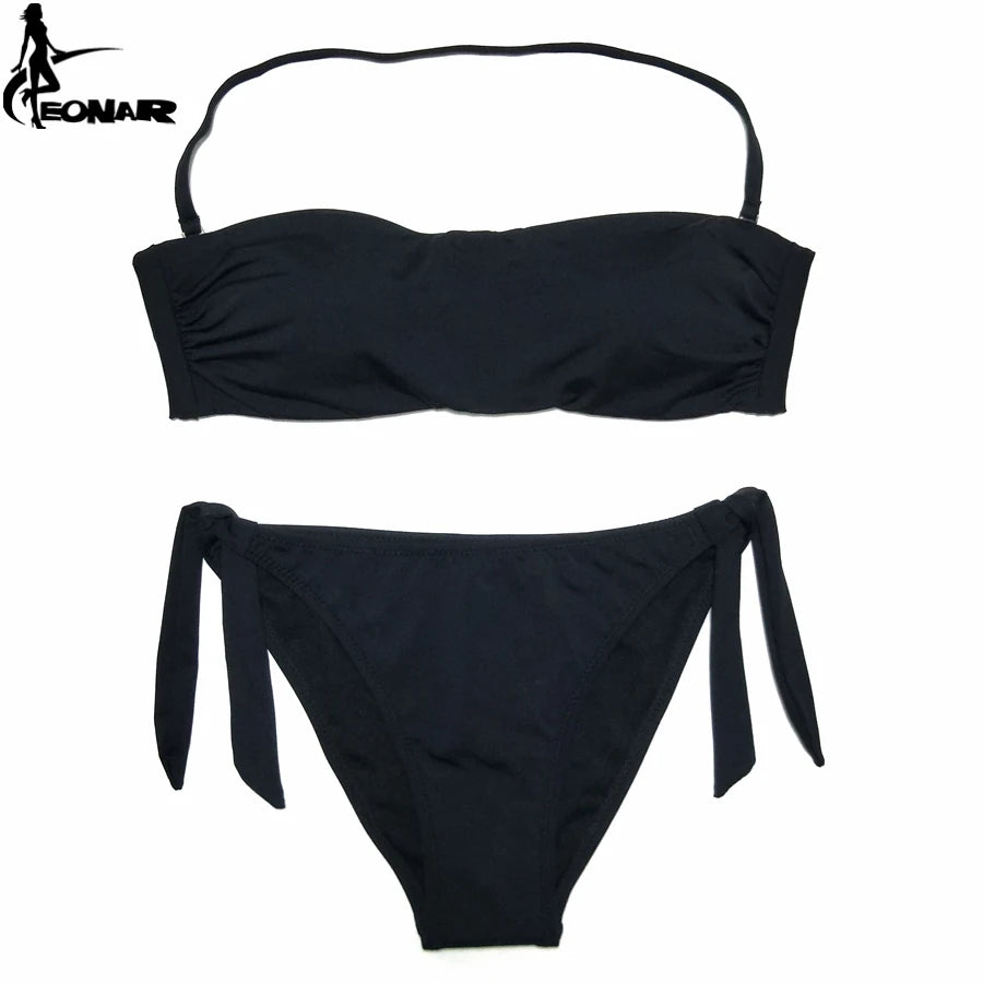EONAR Bikini 2025 Solid Women Swimsuit  Brazilian Cut Bottom Bikini Set Push Up Swimwear Femme Bathing Suits Sport Beach Wear