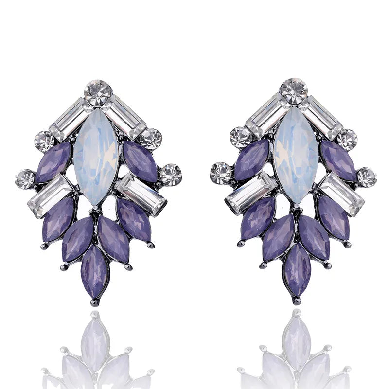 Elegant Tree Shape Acrylic Opal Stone Stud Earrings Statement Women Piercing Earrings 2019 New Trendy Jewelry Gift