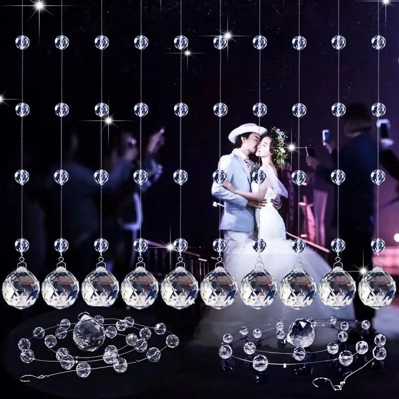 10 Strings Of New Glass Crystal Pendants Romantic Wedding Party Decoration Wreath Chandelier Curtain Room Partition Home Decor