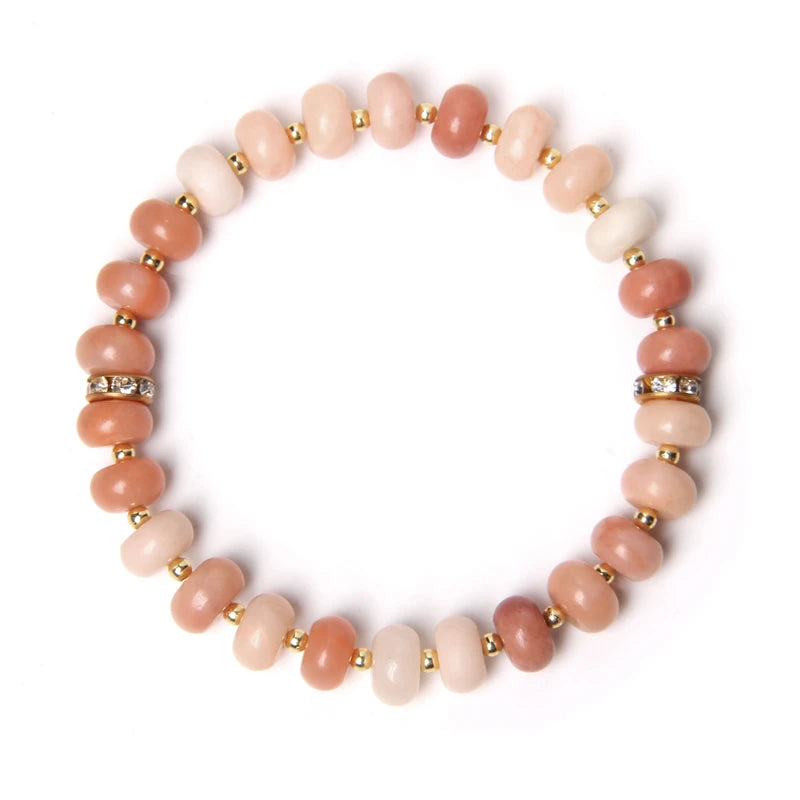 Fashion Natural white Howlite pink aventurine watermelon Tourmalin quartz stone beads bracelet for women lady Gifts Fashion
