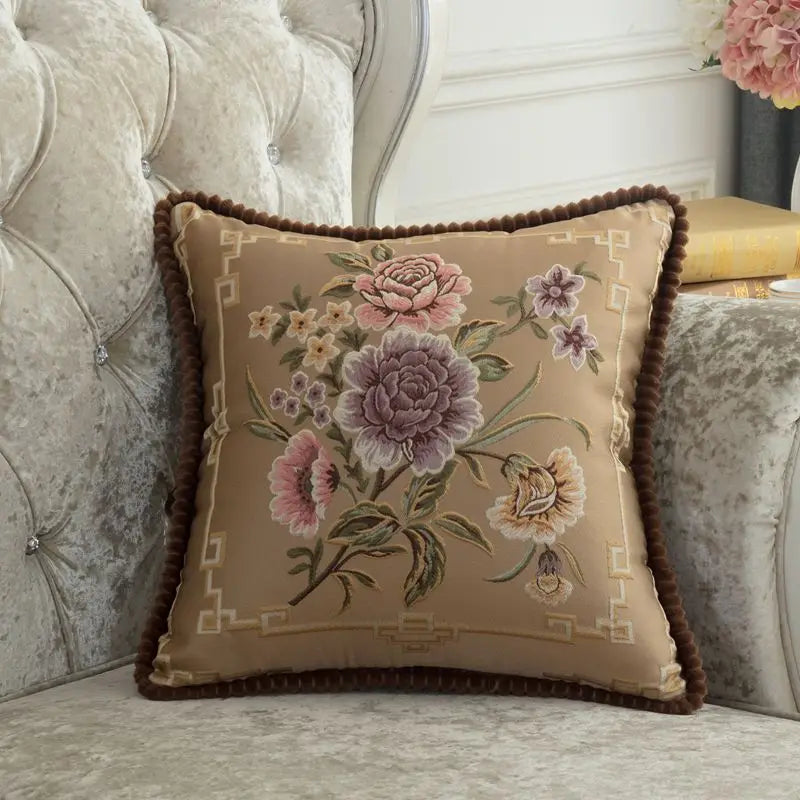 Set of 2 Luxury Cushion Cover 45x45  Floral Design European Style Decorative Throw Pillow Case For Car Sofa Seat Living Room