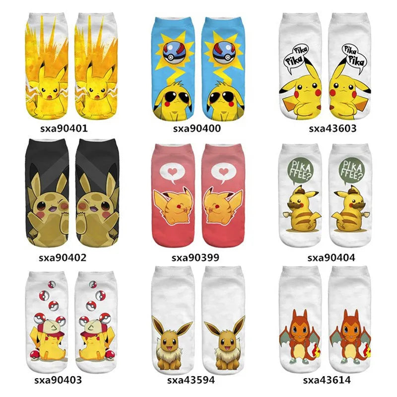 Pokemon Pikachu Game Cotton Socks Pokemon Go Squirtle Charmander Bulbasaur Anime Cosplay Men Women Christmas Gift Sock