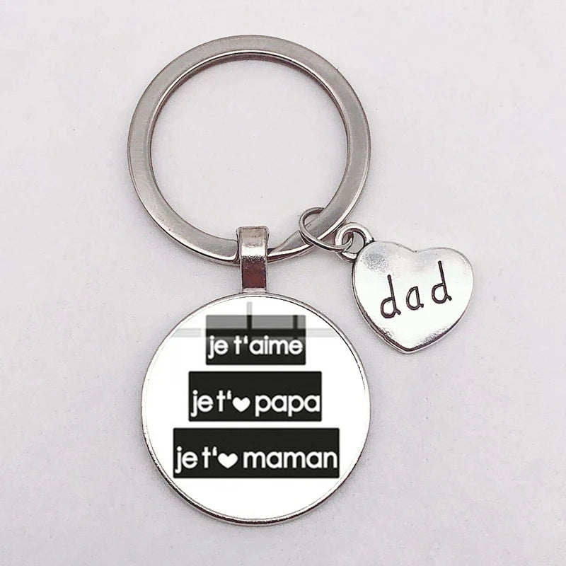 I Love Dad Keychain My Dad Is A Super Hero Pendant Glass Key Ring Father's Day Best Gift