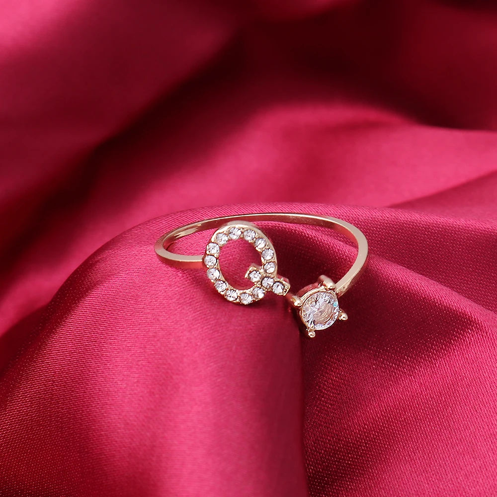 Fashion Initials A-Z Letter Ring Women Classic Gold Color Silver Color Opening Finger Ring For Girl Party Jewelry Gift Wholesale
