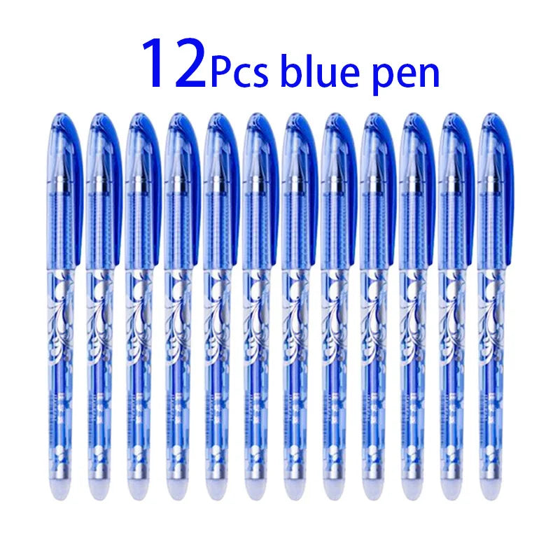 12pcs/box Luxury Erasable Pen Set 0.5mm Blue Black Ink Gel Pen For School Supplies Student Writing Exam Stationery Pens