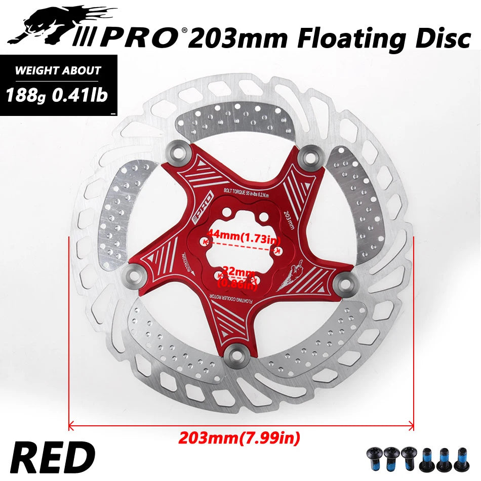 IIIPRO 6-Bolt Brake Disc 160mm/180mm/203mm Brake Disc Rotor Floating Cooling Heat Dissipation DH 6 Inch MTB/Road Bike