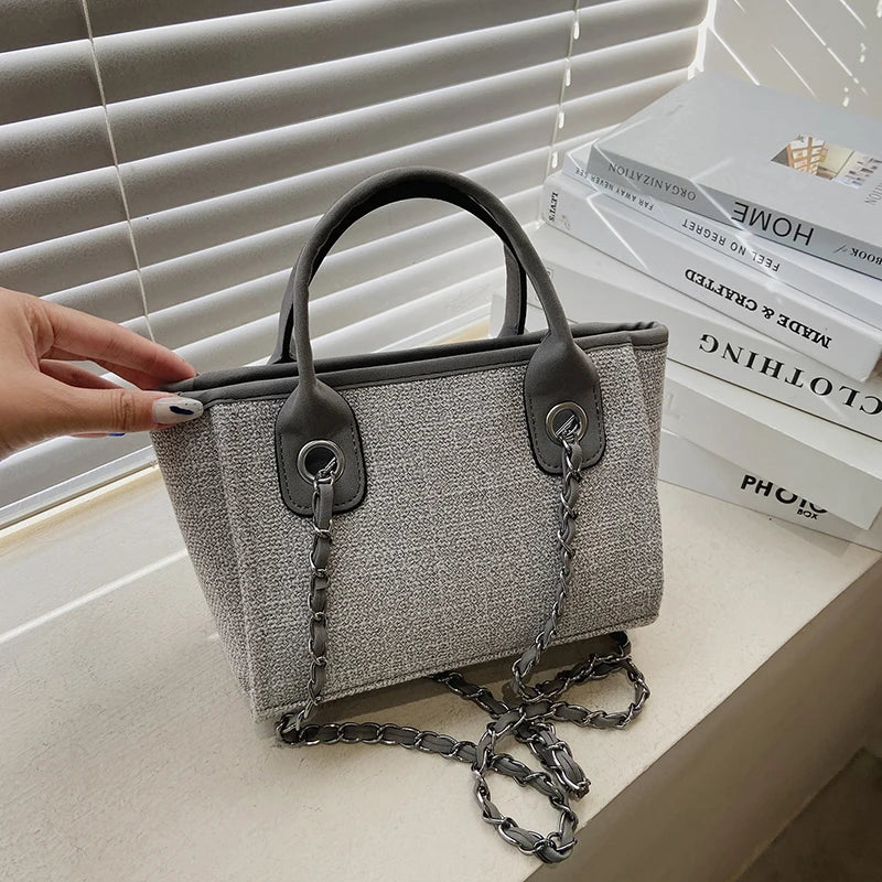 Women Tote Bag Fashion Canvas Large Capacity Handbag Casual Chains Shoulder Bags Ladies Big Messenger Bag Shopping Bag