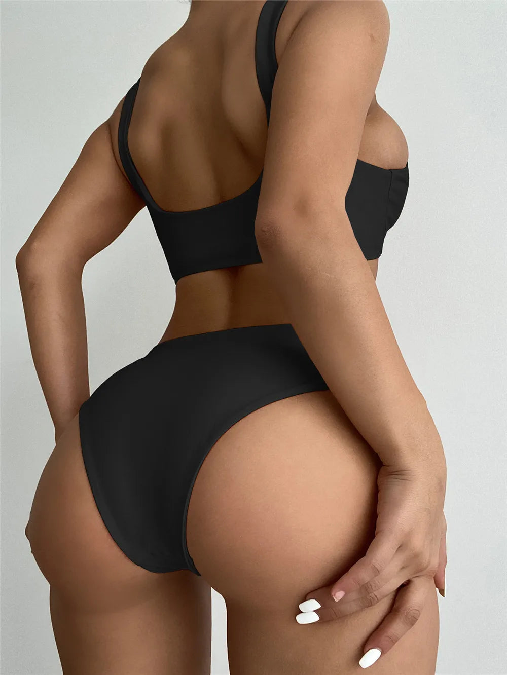 Sexy Front Knotted Bikinis Female Swimsuit High Waist Bikini Women Swimwear Two-pieces Bikini Set Bather Bathing Suit Swim Lady