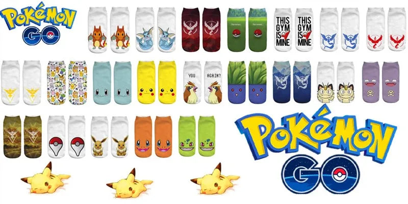 Pokemon Pikachu Game Cotton Socks Pokemon Go Squirtle Charmander Bulbasaur Anime Cosplay Men Women Christmas Gift Sock
