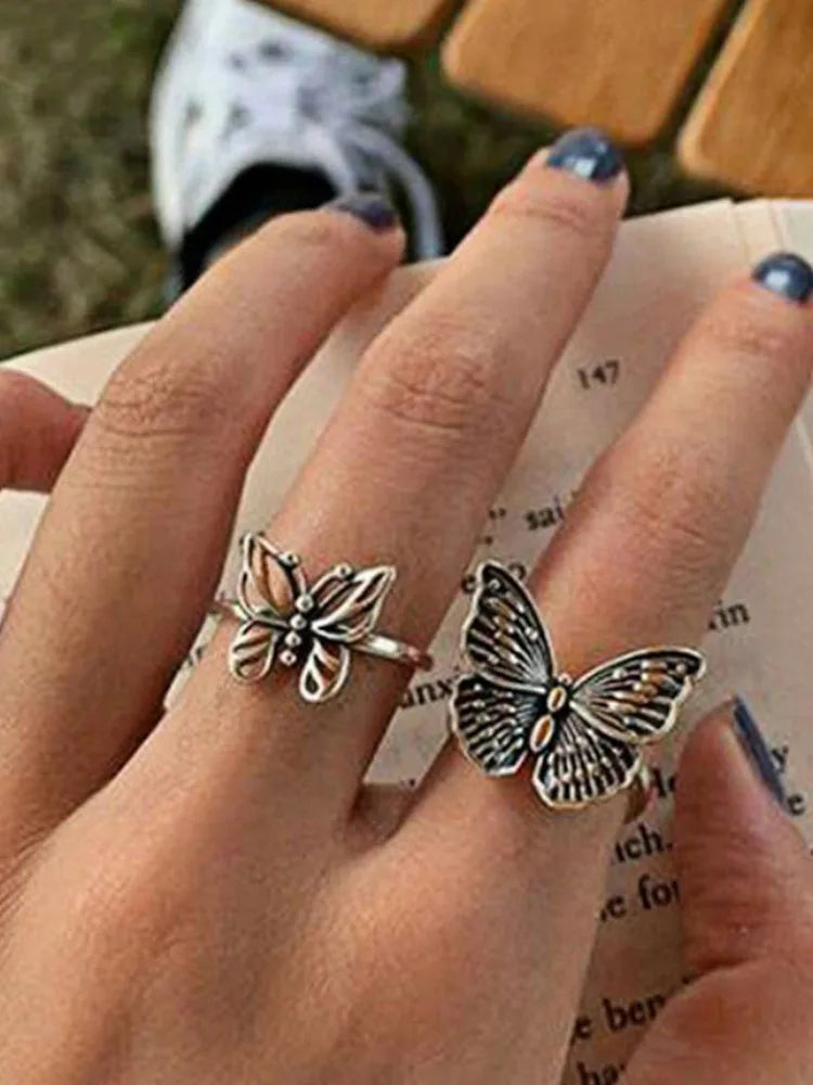 925 Sterling Silver Butterfly Rings for Women New Fashion Vintage Punk Fine Jewelry Birthday Party Accessories Gifts
