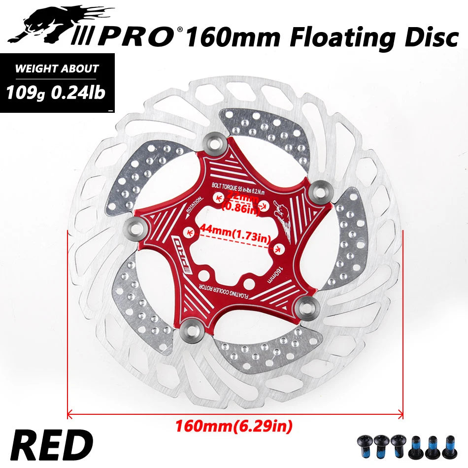 IIIPRO 6-Bolt Brake Disc 160mm/180mm/203mm Brake Disc Rotor Floating Cooling Heat Dissipation DH 6 Inch MTB/Road Bike