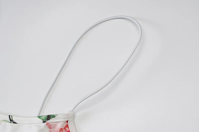 SKMY Floral Dress Women Clothing 2025 Summer New Fashion Print Slim Fit Sexy Night Club Outfit Party Spaghetti Strap Dress