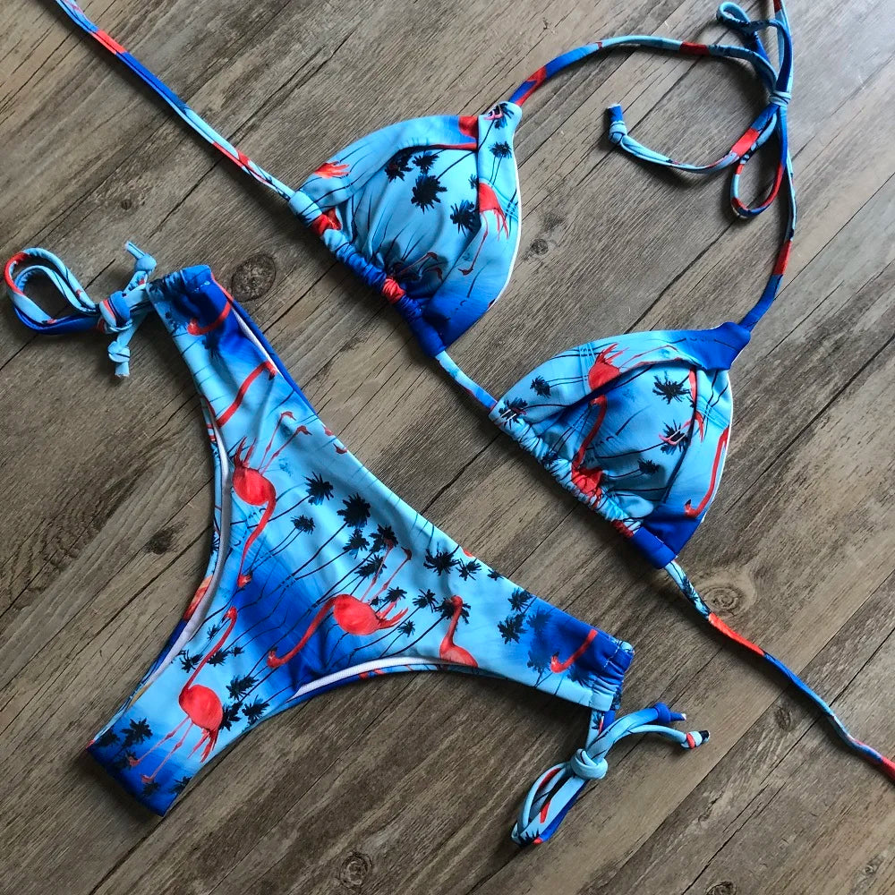 Sexy Bikinis 2019 Swimwear Women Swimsuit Bandage Halter Beach Wear Push Up Bathing suits Female Brazilian Bikini Set