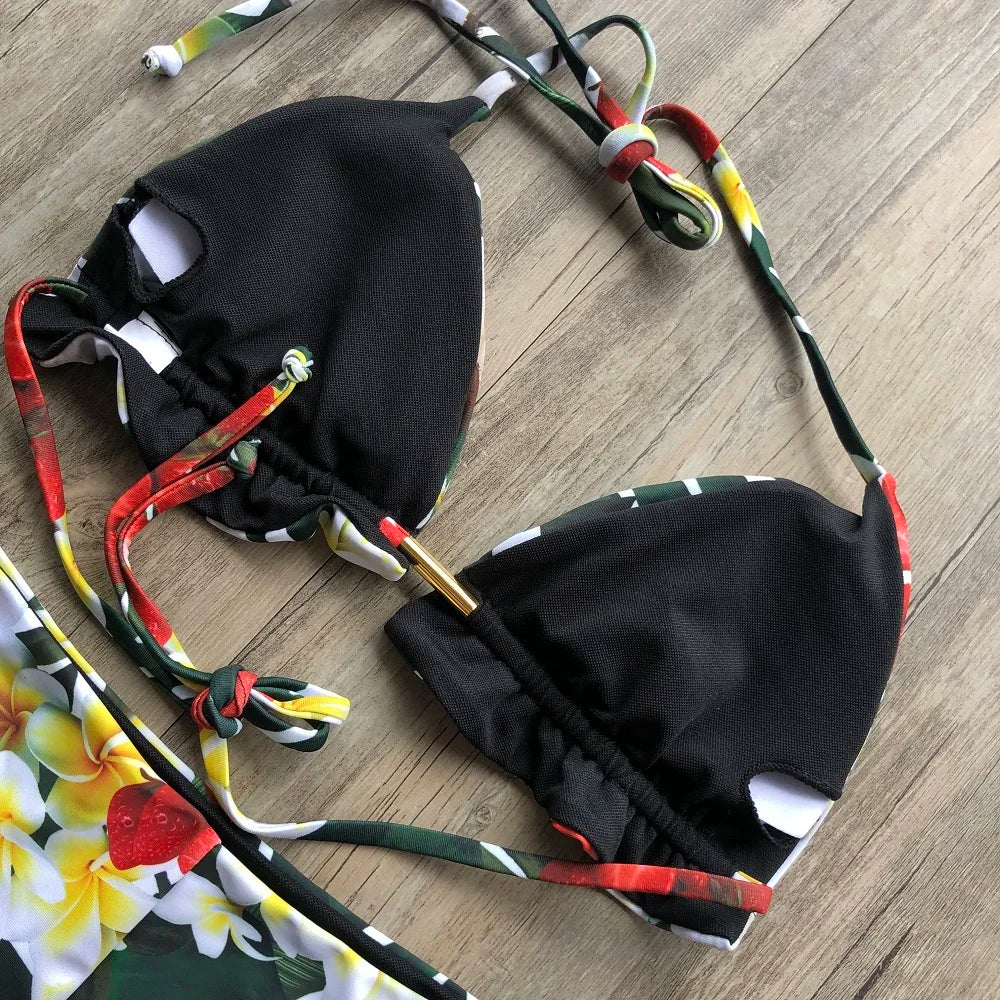 Sexy Bikinis 2019 Swimwear Women Swimsuit Bandage Halter Beach Wear Push Up Bathing suits Female Brazilian Bikini Set