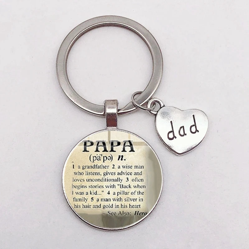 I Love Dad Keychain My Dad Is A Super Hero Pendant Glass Key Ring Father's Day Best Gift