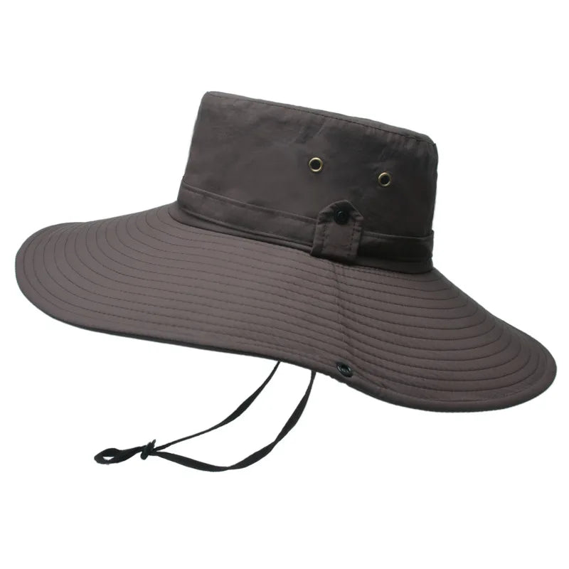 K194 Four Seasons Men's Panama Bucket Basin Sun Hat Sun Protection Hat Big Brim Fashion Outdoor