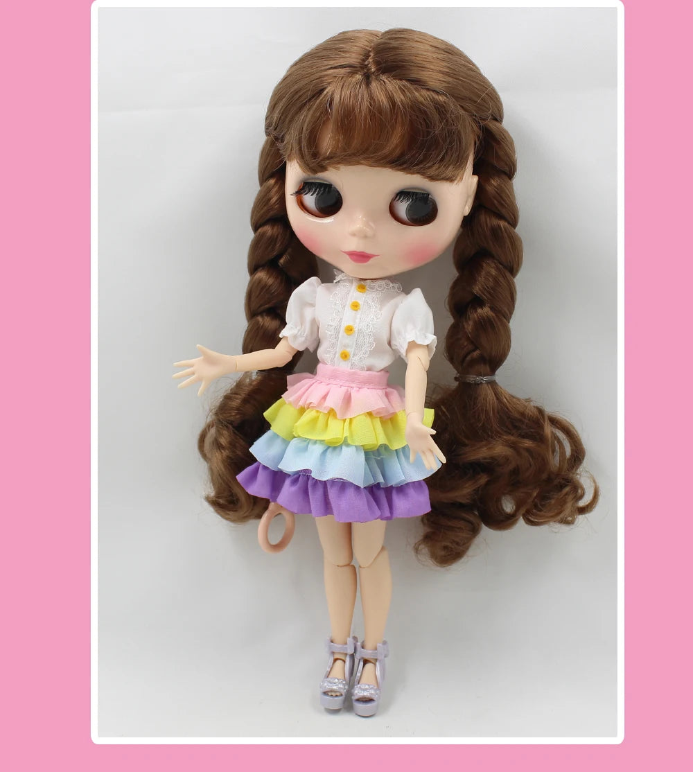 ICY DBS Blyth doll Clothes Christmas Gift toy rainbow dress white shirt white skirt anime outfits