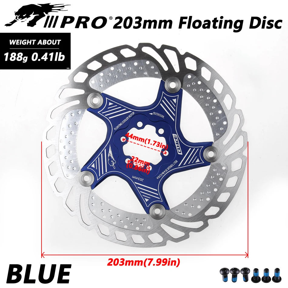 IIIPRO 6-Bolt Brake Disc 160mm/180mm/203mm Brake Disc Rotor Floating Cooling Heat Dissipation DH 6 Inch MTB/Road Bike