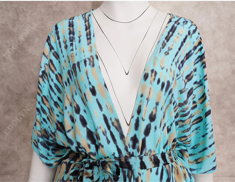 2023 Bikini Cover-ups Black Retro Striped Self Belted Women Summer Clothing Kimono Dress Beach Wear Swim Suit Cover Up Q1225