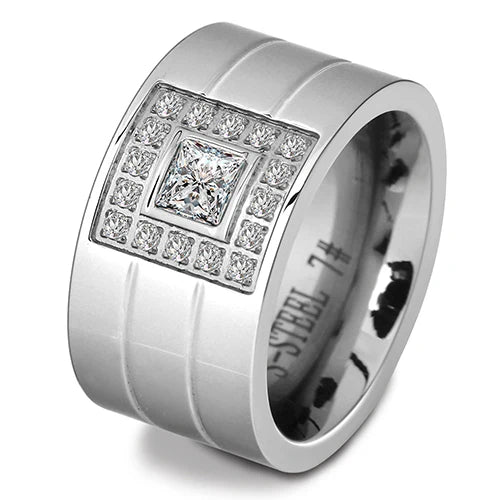 New Arrival Gold-Color Ring Bijoux 14mm Width Big Pave Setting CZ Zicon engagement Ring For Women Wedding  Jewelry