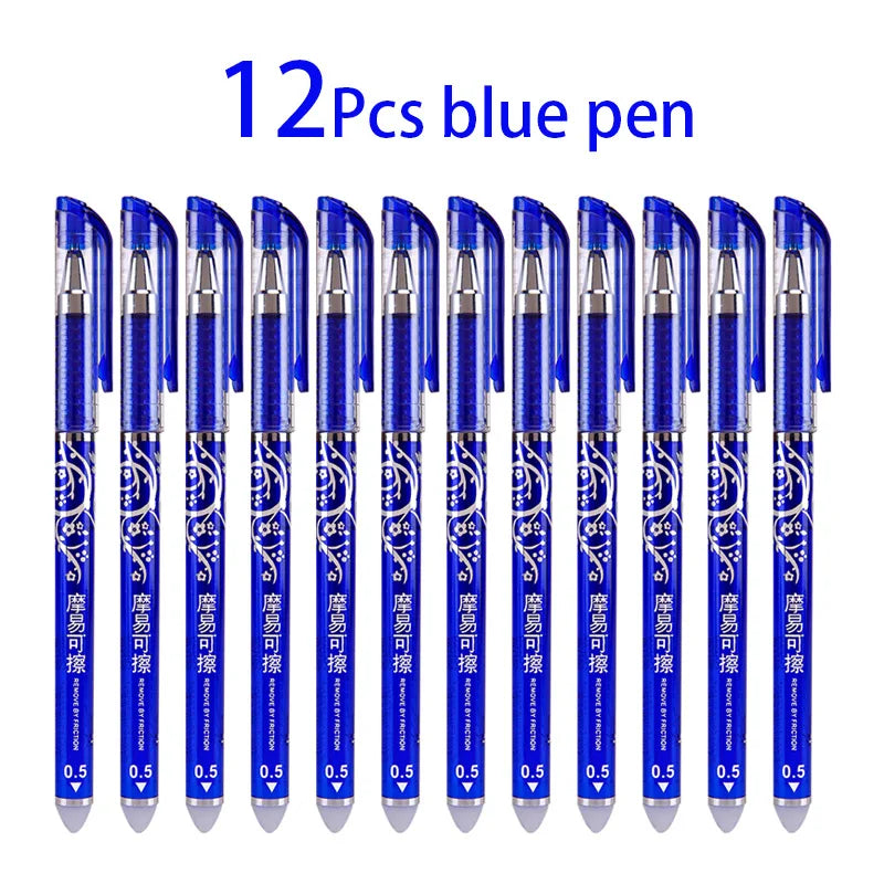 12pcs/box Luxury Erasable Pen Set 0.5mm Blue Black Ink Gel Pen For School Supplies Student Writing Exam Stationery Pens