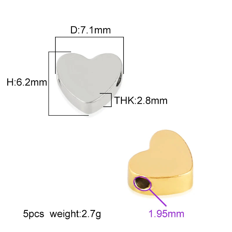 5pcs High Polished Stainless Steel Charms For Women Star Love Heart DIY Pendant Accessories Handmade Jewelry Making Wholesale