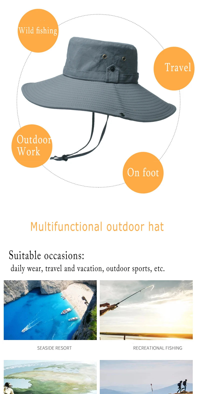 K194 Four Seasons Men's Panama Bucket Basin Sun Hat Sun Protection Hat Big Brim Fashion Outdoor
